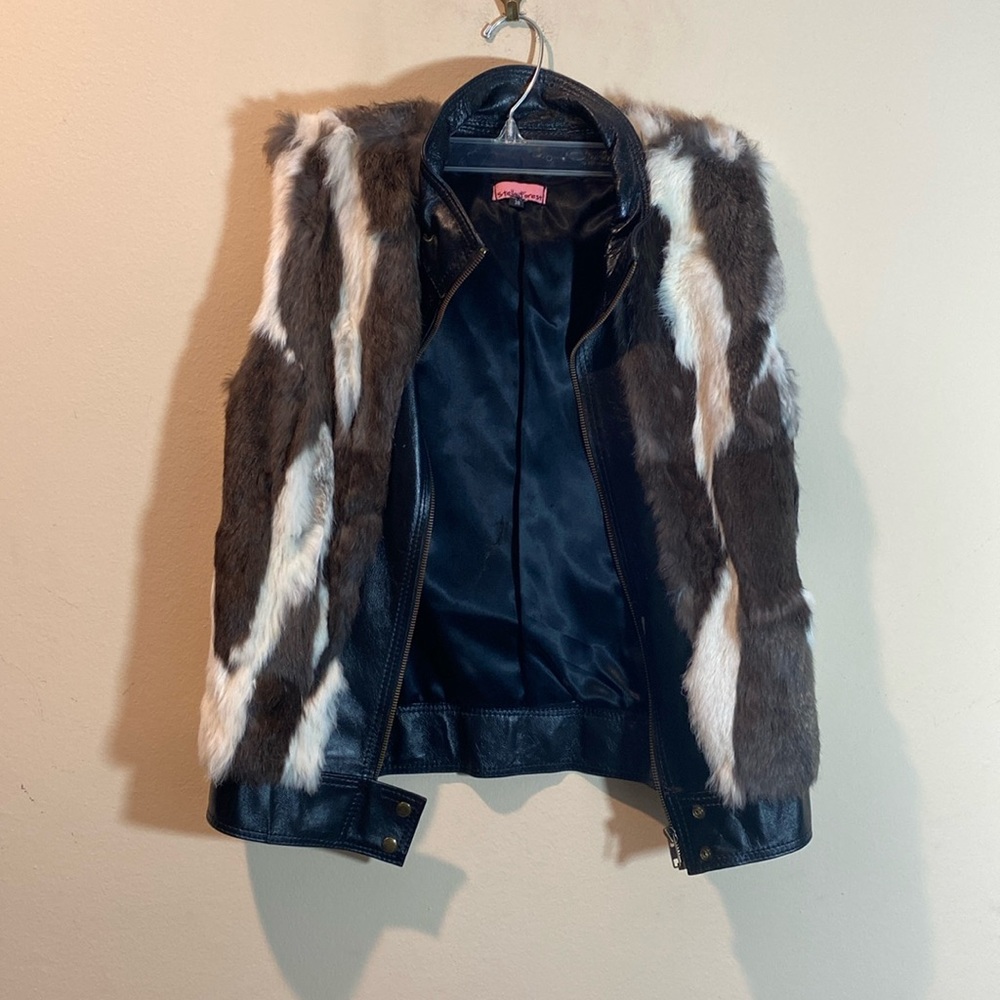 Vintage Stella Forest Real Fur and Leather Jacket Vest